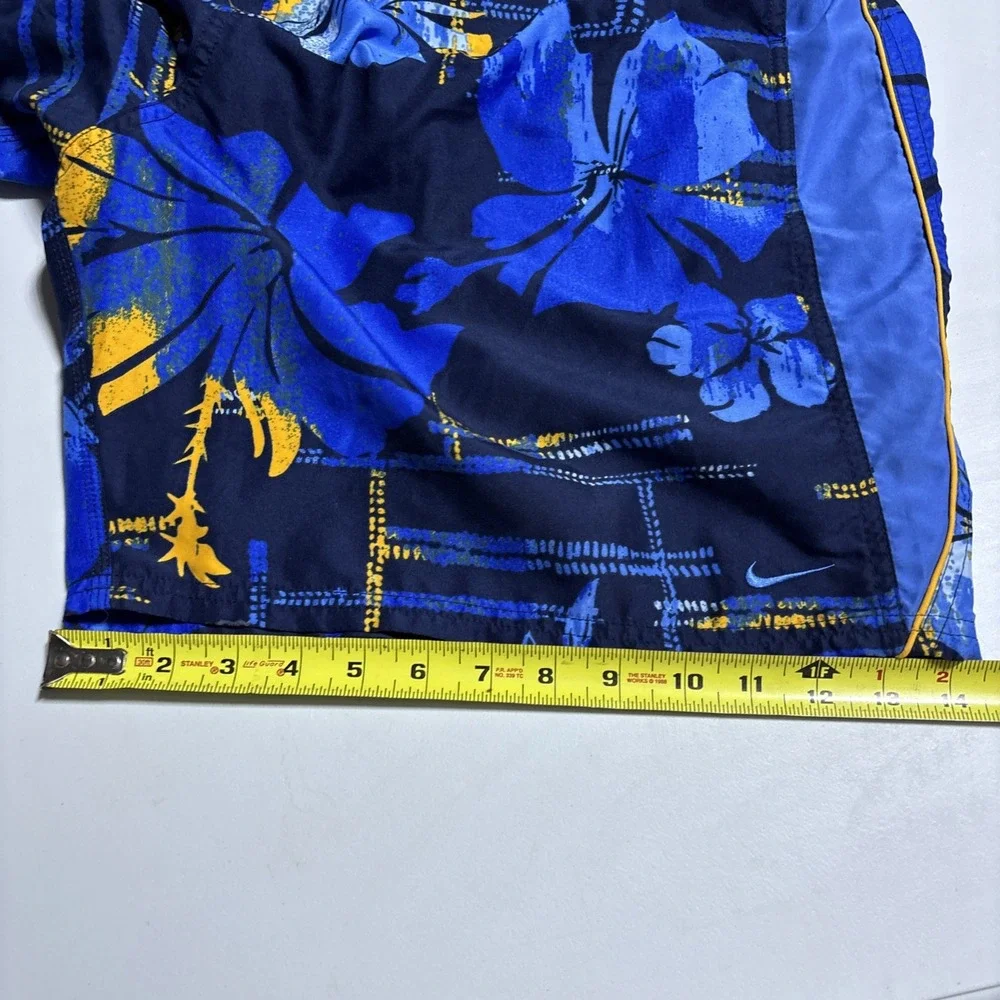 Vintage Nike Swim Trunks Board Shorts Mens 2XL Blue Tropical Abstract Swoosh